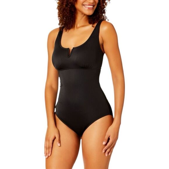 Anne Cole Women’s  Square Neck One Piece Swimsuit Large Color Black - Picture 3 of 10